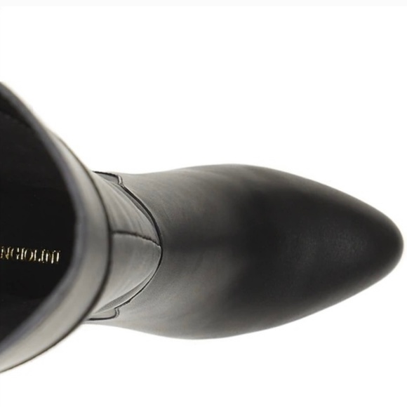 Enzo Angiolini 6.5 Colitta Black Leather Wedge OTK Over knee Boots - Picture 3 of 6